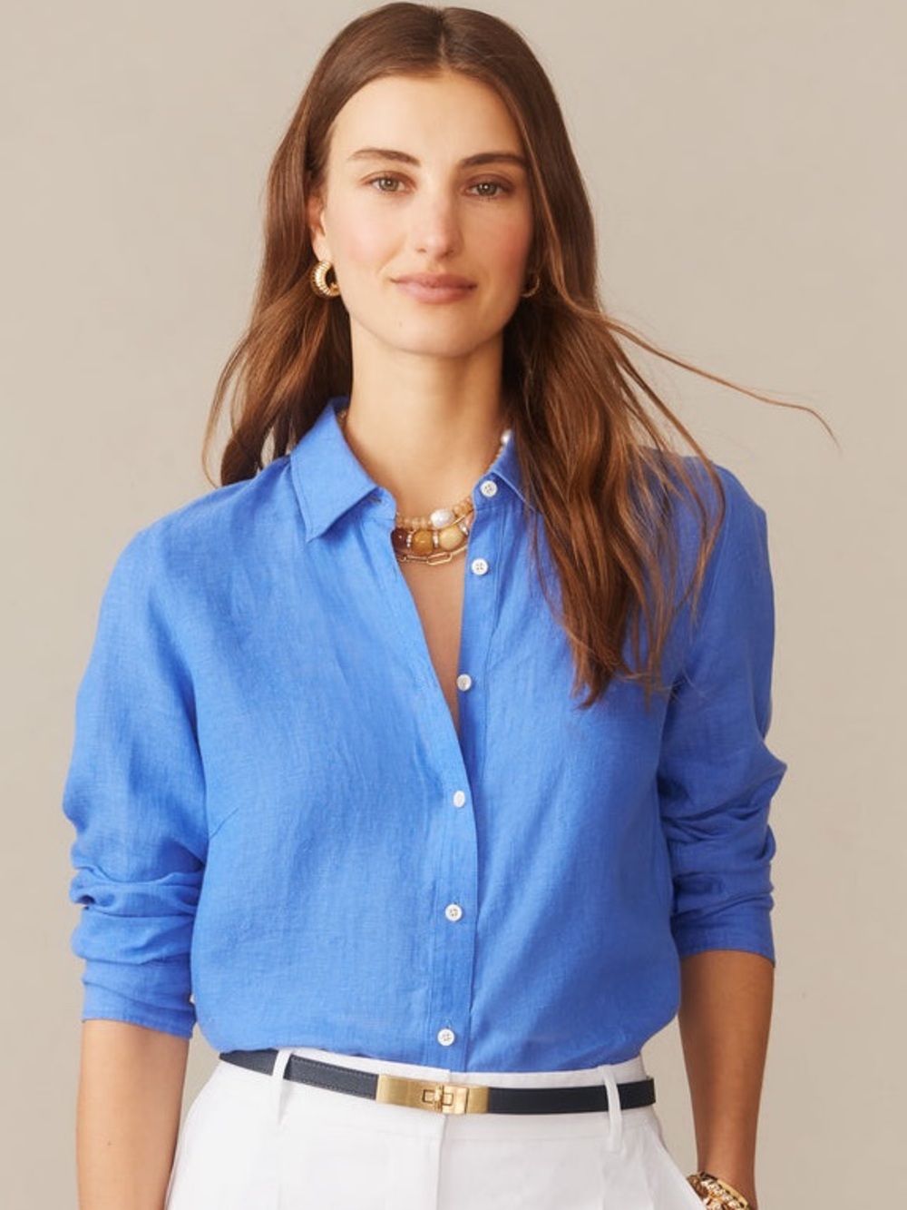 J. McLaughlin Britt Linen Shirt Button Down in French Blue